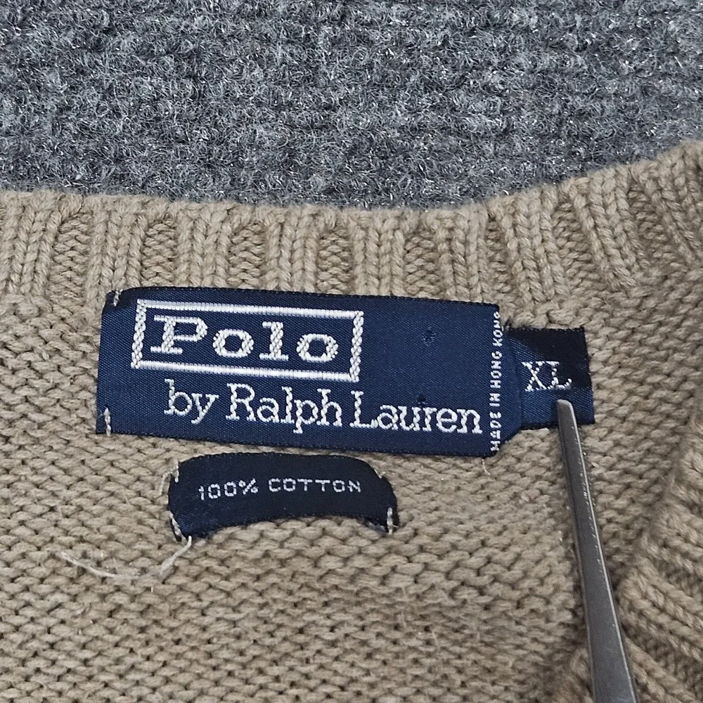 Vintage Polo Ralph Lauren Sweater Vest XL Tan Academia Preppy Classic Heritage‎